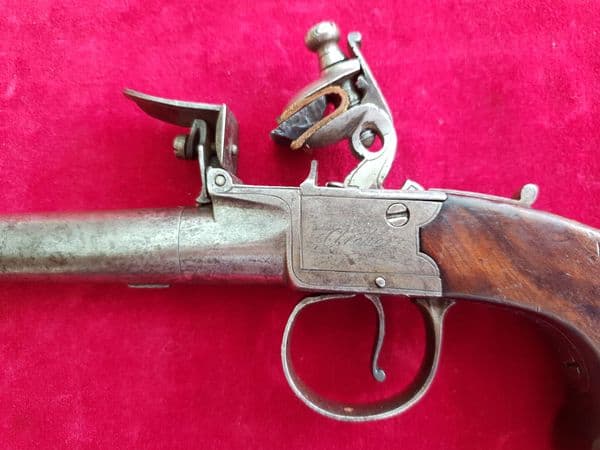 English Flintlock Box-lock pocket pistol by ARCHER of London. Circa 1790. Ref 2395.